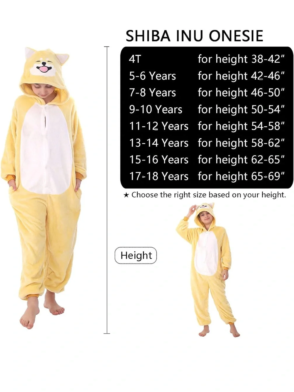 Yellow Hooded Shiba Inu Dog Animal Onesie super soft costume nwt